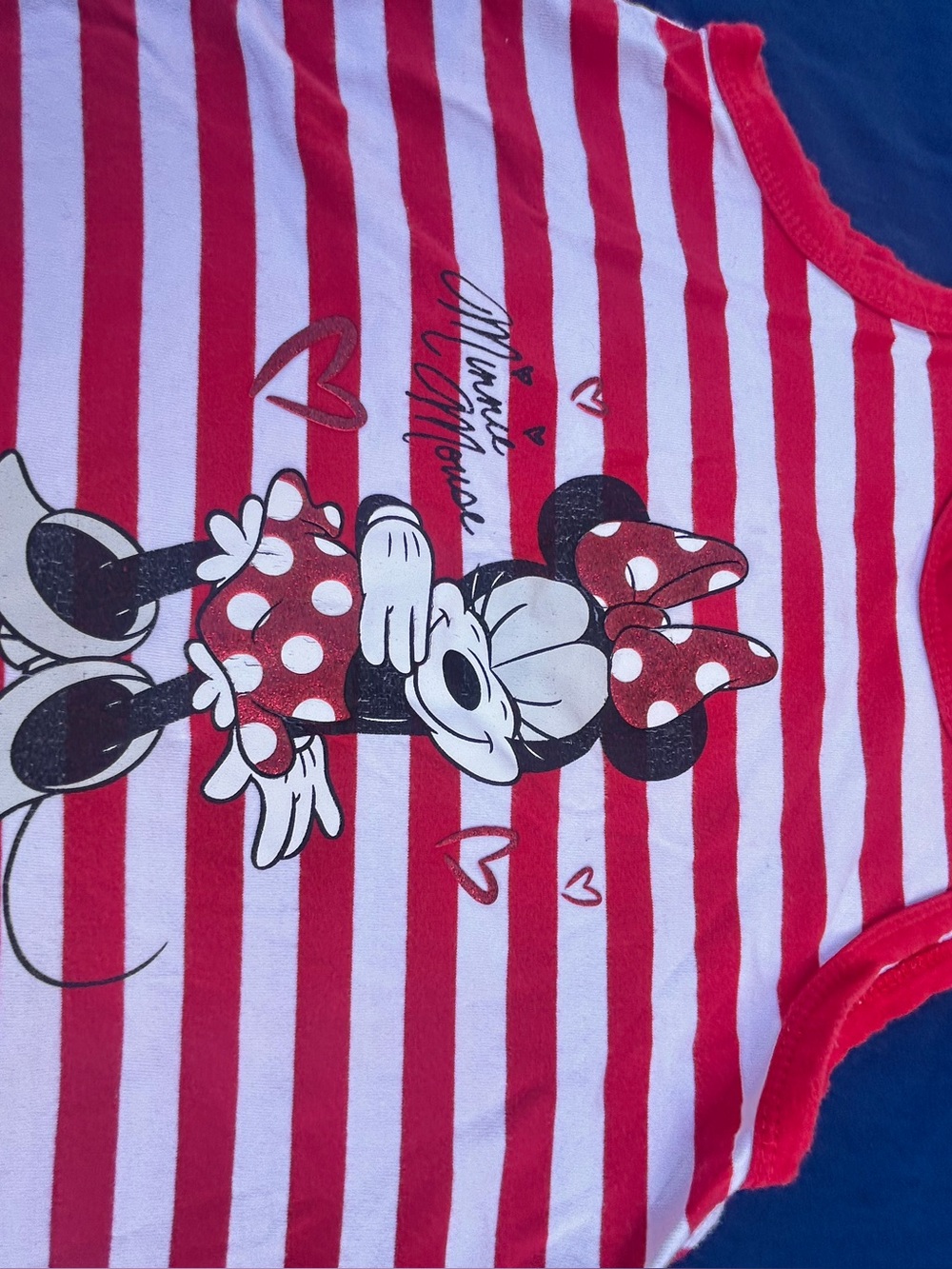 Disney Park Kids Minnie Mouse Red & White Striped One-Piece